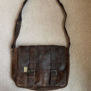 Vintage-Style Brown Messenger Bag
